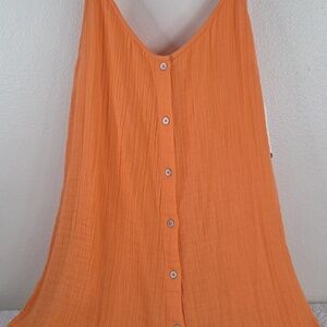 Rip Curl Light Orange Button-Front Spaghetti Strap Surf Cover Up Large.